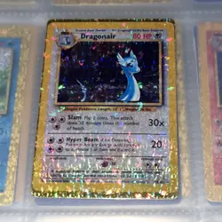 Dragonair 18/102 Base HOLO Prism Vintage Pokemon Vending Golden Sticker Card 90s - Image 3