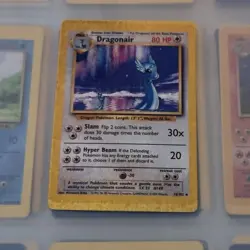 Dragonair 18/102 Base HOLO Prism Vintage Pokemon Vending Golden Sticker Card 90s - Image 4