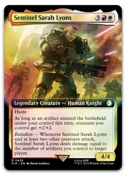 Sentinel Sarah Lyons (Extended Art) #428 (Foil) (NM) Fallout PIP Magic MTG - Image 1