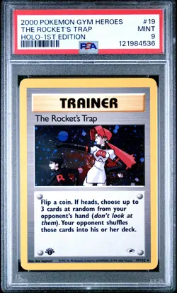 2000 POKEMON GYM HEROES HOLO-1ST ED #19 THE ROCKET'S TRAP PSA 9 - Image 1