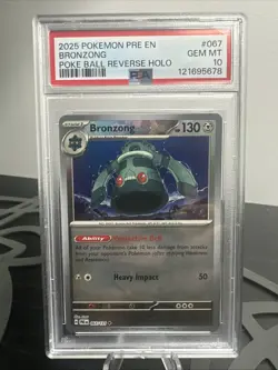 2025 POKEMON PRE EN-PRISMATIC EVOLUTIONS POKE BALL REVERSE HOLO BRONZONG PSA 10 - Image 1