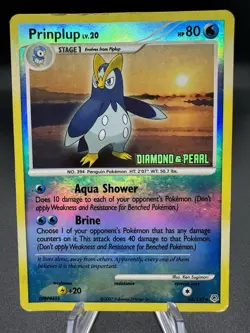 Pokemon TCG Prinplup 58/130 Diamond & Pearl STAMPED Reverse Holo - HP/Damaged - Image 1