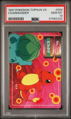 PSA 10 GEM MINT Charmander Vs. Bulbasaur 004 Topsun Carddass Pokemon 1997 POP 3 - Image 1