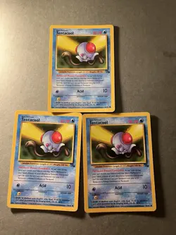 Pokemon TCG Tentacool Lot of 3 56/62 Fossil Set Vintage 1999 Non Holo Wotc Nm - Image 1