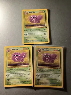 Pokemon TCG Weezing Lot of 3 45/62 Fossil Set Vintage 1999 Wotc Nm - Image 1