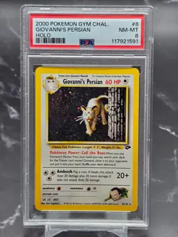 2000 Pokemon Gym Challenge Giovanni’s Persian #8 Holo PSA 8 (Unlimited) - Image 1