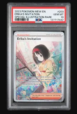 2023 POKEMON MEW EN-151 SPECIAL ILLUSTRATION RARE #203 ERIKA'S INVITATION PSA 10 - Image 1