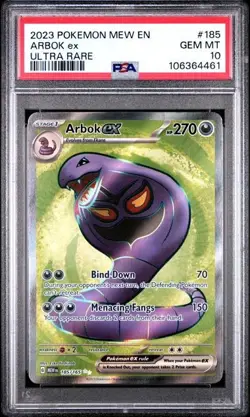 PSA 10 Arbok ex Full Art Ultra Rare 185/165 Pokemon 151 English Gem Mint - Image 1
