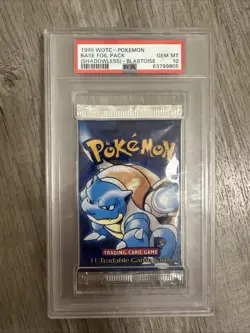 Pokemon Base Set Shadowless Blastoise Art Authentic Sealed Booster Pack PSA 10 - Image 1