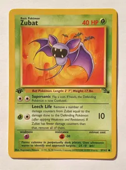 Pokemon - Zubat - Fossil 57/62 1st Edition - Common - LP - Image 1