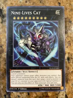 Yugioh! Nine-Lives Cat IGAS-EN083 1st Edition. - Image 1