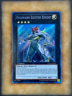 Yugioh Evilswarm Exciton Knight LVAL-EN056 Secret Rare 1st Ed NM - Image 1