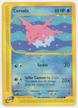 Corsola 102/165 Common Expedition Base Set Pokemon Card 2002 WOTC E Reader - Image 1