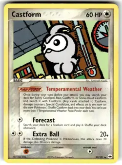 Castform 30/101 Uncommon Regular Hidden Legends Vintage Pokemon Card LP - Image 1