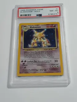 Pokemon Alakazam 1/102 PSA 8 NM - MT Base Set Unlimited Holo Rare - Image 1
