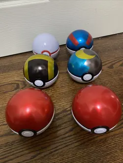 Set of 6 - Pokemon TCG Pokeball Tins Empty - Assorted Tins - NO PACKS - Image 1