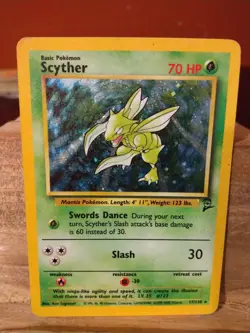 Pokemon Scyther 017/130 Base Set 2 Holo moderately played - Image 1