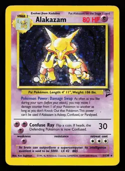 Alakazam 1/130 Holo Rare Base Set 2 Pokemon Card - Image 1