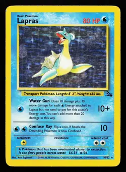 Lapras 10/62 Holo Rare Fossil Pokemon Card - Image 1
