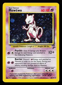 Mewtwo 10/130 Holo Rare Base Set 2 Pokemon Card - Image 1