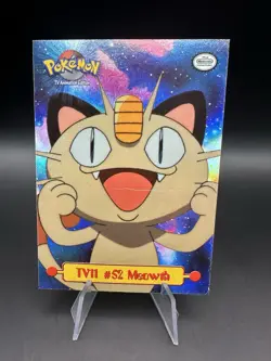 Topps Pokemon 1st print blue logo rainbow foil TV11 Meowth #52 puzzle card - Image 1