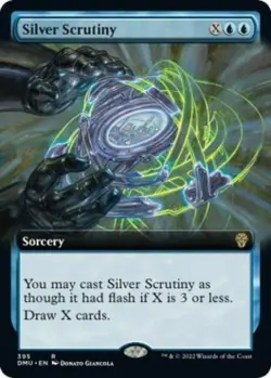 Silver Scrutiny (Extended Art) -Foil Light Play MTG Dominaria United - Image 1