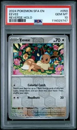 2024 Pokemon SFA EN Eevee PSA 10 GEM REVERSE HOLO #050 - Image 1