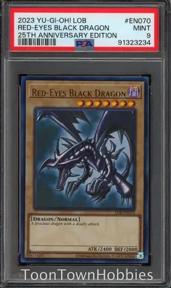 PSA 9 2023 - Yu-Gi-Oh Red-Eyes Black Dragon LOB-EN070 - 25th Anniversary - Image 1