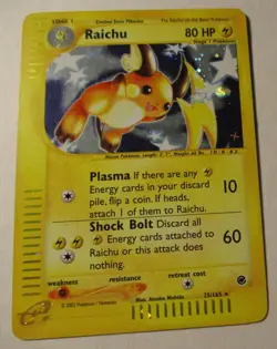 Pokemon TCG Expedition Base Raichu Holo Card 25/165 Played 2002 Electric Vintage - Image 1