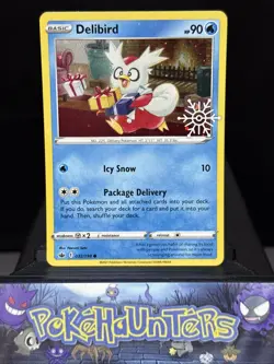 Pokemon Card Delibird 032/198 Holiday Stamped Holo Rare Snowflake Near Mint - Image 1