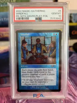 2022 Magic The Gathering Windfall 30th Anniversary Promo PSA 10 Pop 1 - Image 1