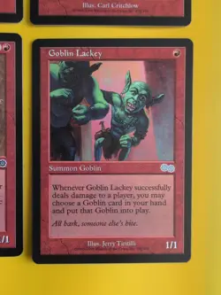 Goblin LAckey, Offensive, Matron & Acidic Soil MTG 4 Card. Urza's Saga. - Image 1