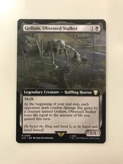 Gollum Obsessed Stalker Extended Borderless MTG Magic Card NM Mint Rings LTC - Image 1