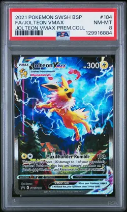 2021 POKEMON SWSH BLACK STAR PROMO #184 FULL ART/JOLTEON VMAX PSA 8 - Image 1