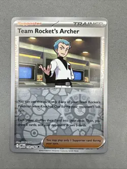 Pokemon TCG * Destined Rivals 170/182 Team Rocket's Archer * REVERSE HOLO * NM - Image 1