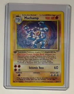 Pokemon TCG MACHAMP Base Set 8/102 Holo 1st Edition Holo Rare Pokemon - Image 1