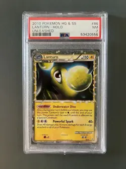 2010 Pokemon HG&SS Unleashed Lanturn Prime Holo #86 PSA 7 NM - Image 1