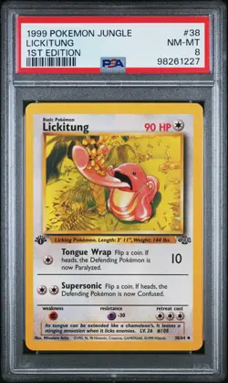 1999 POKEMON JUNGLE 1ST ED #38 LICKITUNG PSA 8 - Image 1