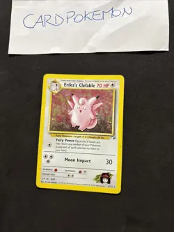 Pokemon Card Erika's Clefable 3/132-Set Gym Heroes-Eng-Holo-swirl-Good! - Image 1