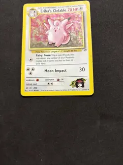 Pokemon Card Erika's Clefable 3/132-Set Gym Heroes-Eng-Holo-swirl-Good! - Image 3