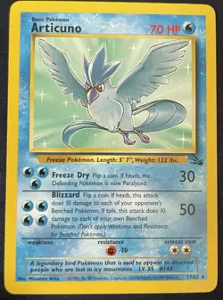 Pokemon TCG Articuno Fossil 17/62 Unlimited Rare Vintage Card LP Condition - Image 3