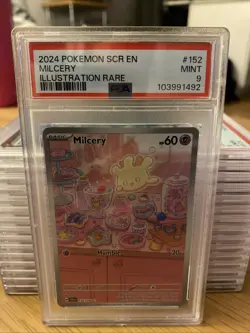 Milcery 2024 Pokemon TCG Stellar Crown English Illustration Rare Card #152 PSA 9 - Image 1
