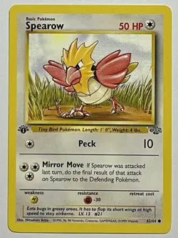 Spearow 62/64 (LP) 1st Edition Common Jungle Set 1996 WOTC Pokemon Card - Image 1