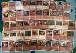 Huge Lot Of Over 50 Vintage White Border Magic Cards Red Lot Revised MTG Goblins - Image 1