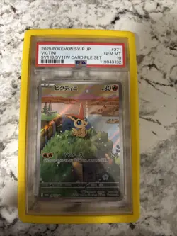 2025 POKEMON JPN SV-P PROMO BLACK BOLT/WHITE FLARE CARD FILE SET VICTINI PSA 10 - Image 1