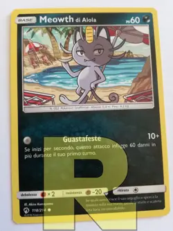 Meowth Di Alola R Tuoni Perduti 118/214 R Comune R Pokemon R Italiano - Image 1