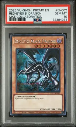 2025 YU-GI-OH! NIKE COLLABORATION PROMO #EN002 RED-EYES BLACK DRAGON PSA 10 - Image 1