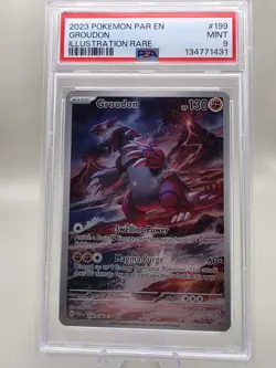 Pokemon TCG Sv04: Paradox Rift Groudon Holo Illustration Card 199/182 PSA 9 - Image 1