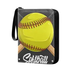 Yellow Baseball Softball Ball Card Binder for Trading Cards, 4 Pocket with 50... - Image 1