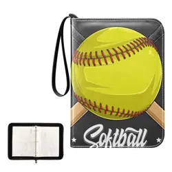 Yellow Baseball Softball Ball Card Binder for Trading Cards, 4 Pocket with 50... - Image 2